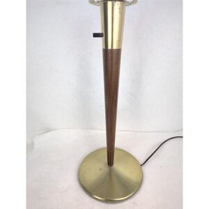1950s MCM Vtg Gerald Thurston Lightolier Table Lamp Base Wood Brass Gold Tone